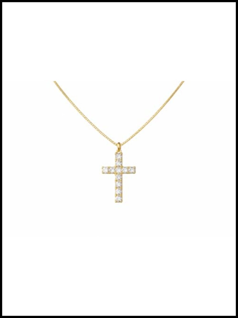 14K Gold Cross Necklace Diamond Pendant Charm Women